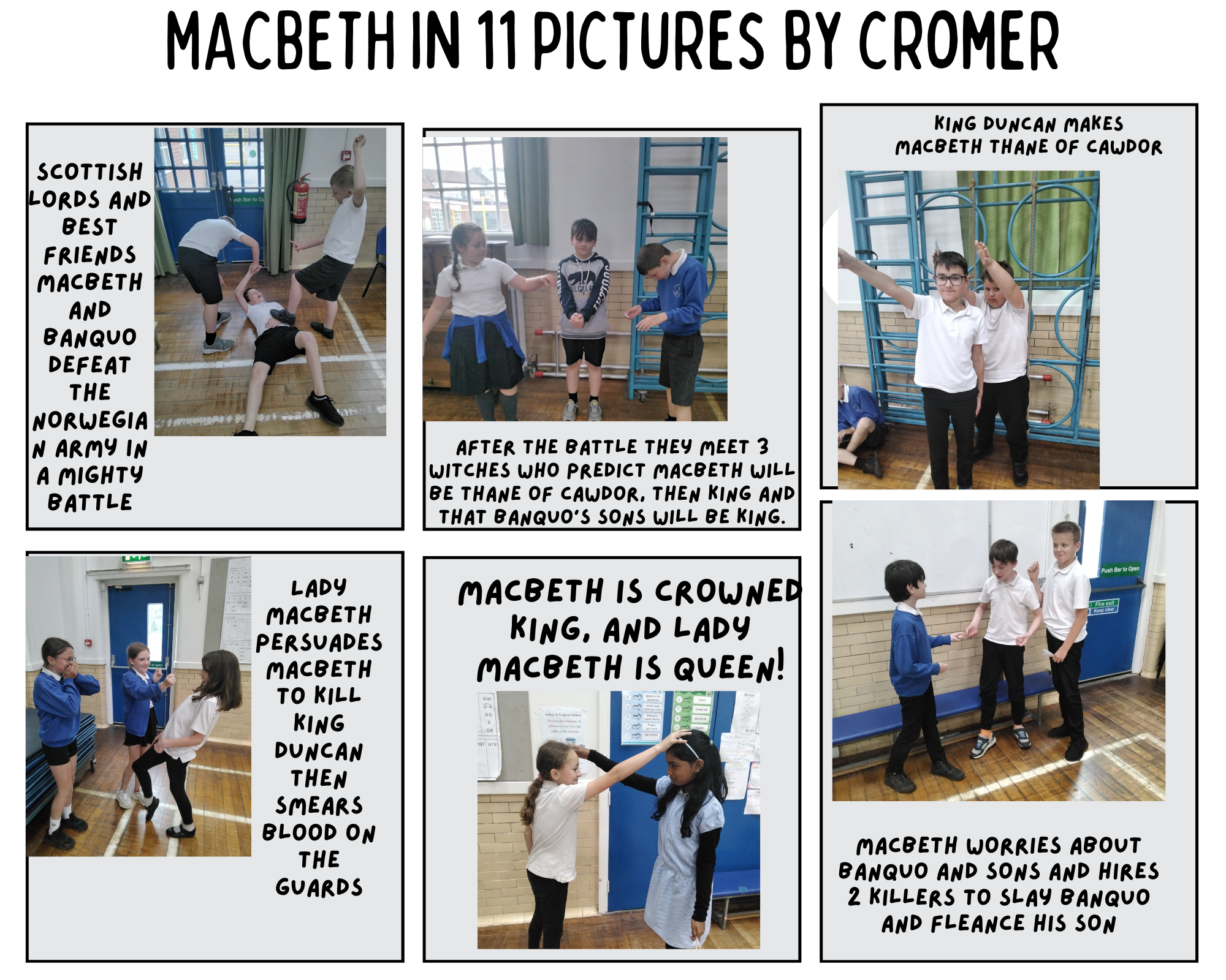 Children posing in role as characters from Macbeth